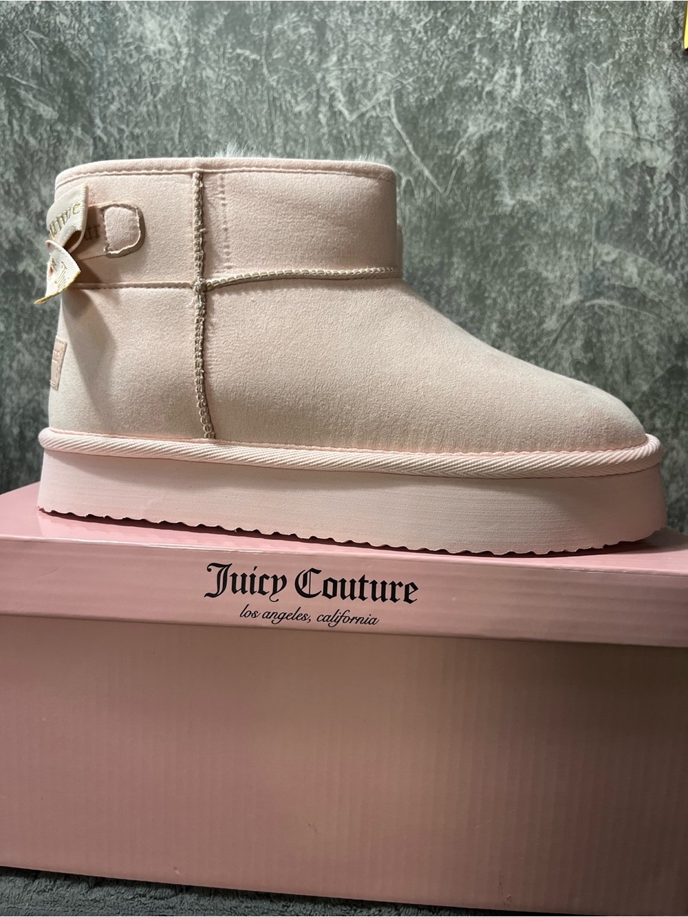 Juicy Couture Pale Pink Plush Platform Ankle Booties